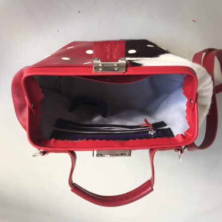 Dokterstas rood/ koeienvacht met bolletjes ( VERKOCHT )