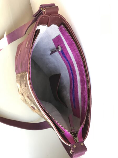 binnenkant-bolletjes-paars-2vacht shopper TONY paars / koeienvacht met bolletjes