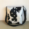 shopper TONY wit / zwart koeienvacht met stippen
