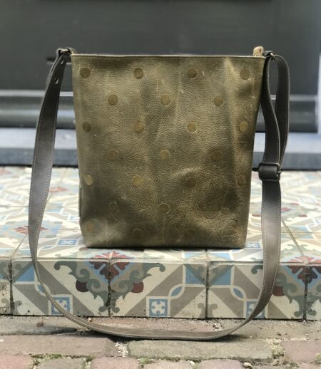 shopper TONY olijfgroen met stippen