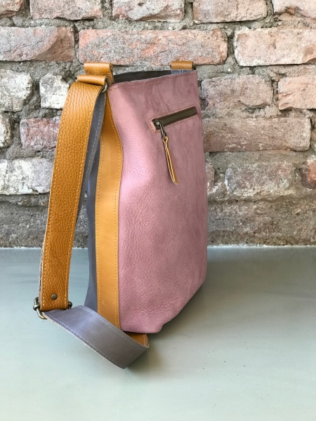 shopper LOYD oudroze / grijs / okergele details