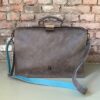 laptoptas CHARLEY donkerbruin / taupe / blauwe accenten