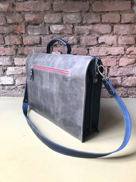 charley grijs donkerblauw back laptoptas CHARLEY grijs / donkerblauw