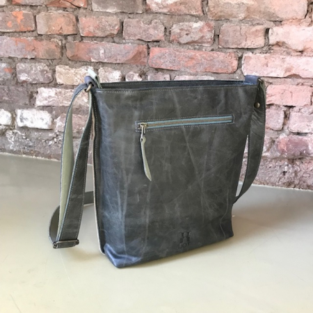 shopper TONY reused leather met stippen