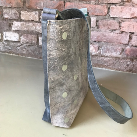shopper TONY reused leather met stippen