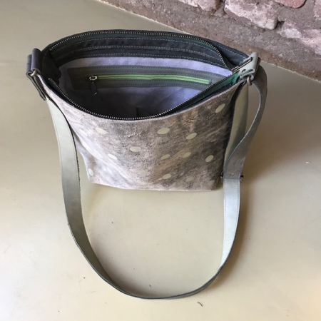 shopper TONY reused leather met stippen
