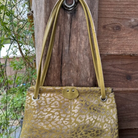 kniptasje BOBBY groen met gouden panterprint