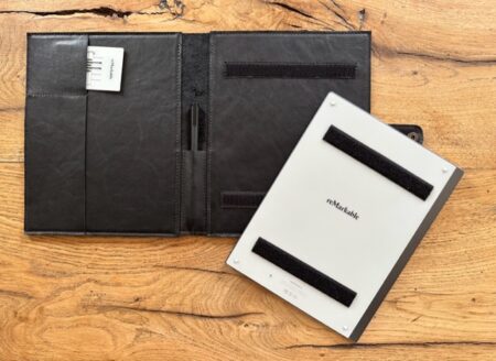 rm2 turtle zwart binnen met rm lederen cover voor reMarkable 2 zwart met print