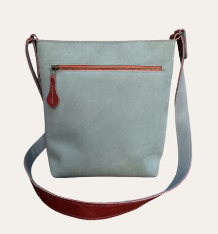 shopper TONY brique / lichtblauw met stippen