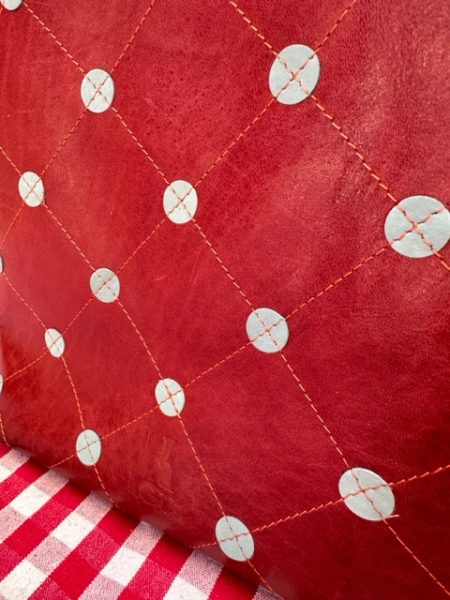 shopper TONY brique / lichtblauw met stippen