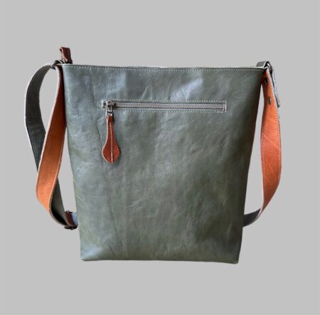 tony cognac groen backside shopper TONY cognac / groen met stippen