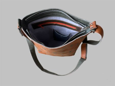 tony cognac groen inside shopper TONY cognac / groen met stippen