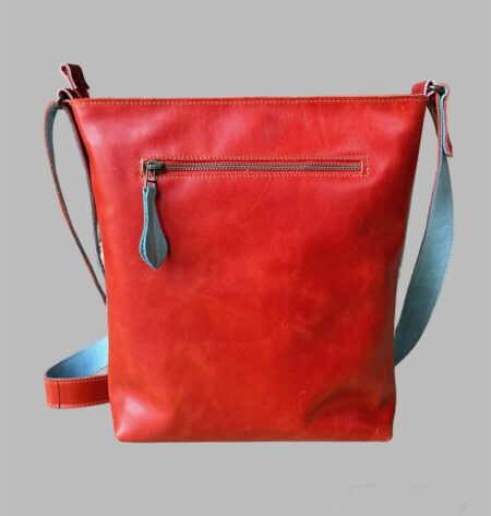 shopper TONY lichtblauw / oranje met stippen