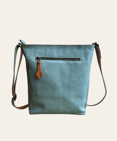 shopper TONY cognac / lichtblauwe stippen