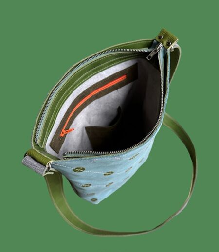 tony lichtblauw roze stiksel inside shopper TONY lichtblauw / groene stippen