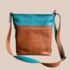 sammy cognac turquoise shopper SAMMY cognac / turquoise met oranje rits