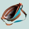 sammy cognac turquoise inside shopper SAMMY cognac / turquoise met oranje rits