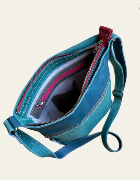 shopper SAMMY turquoise met print / blauw