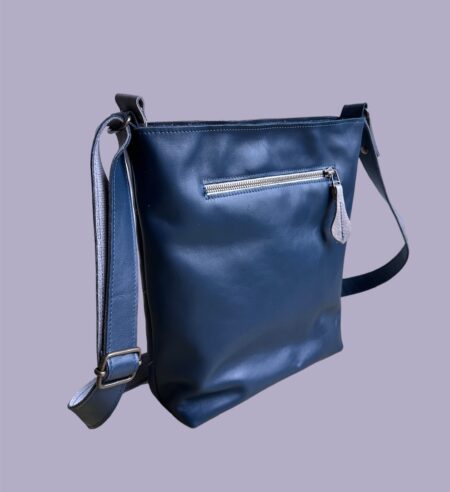 tony donkerblauw achterkant shopper TONY donkerblauw met grijze stippen