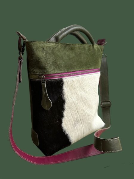 sammy koeienvacht kelly1 shopper SAMMY groen met koeienvacht