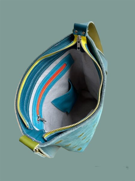 shopper TONY blauw groene stippen