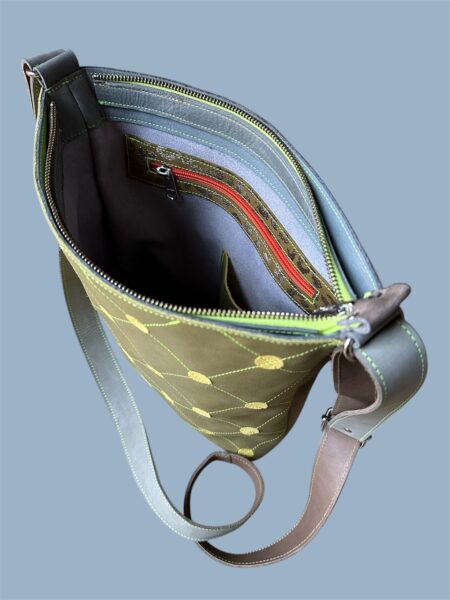 shopper TONY groen met gele stippen