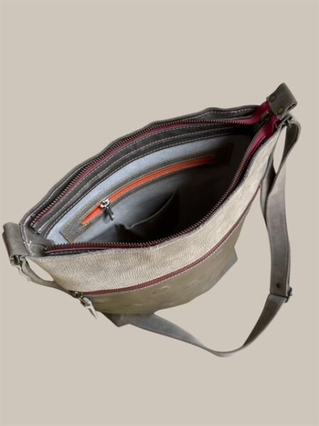 shopper SAMMY taupe met stippen / grijs