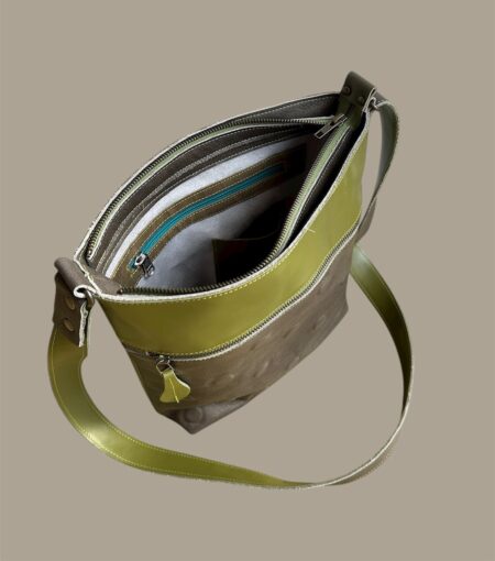 shopper SAMMY donker taupe met stippen / kaki